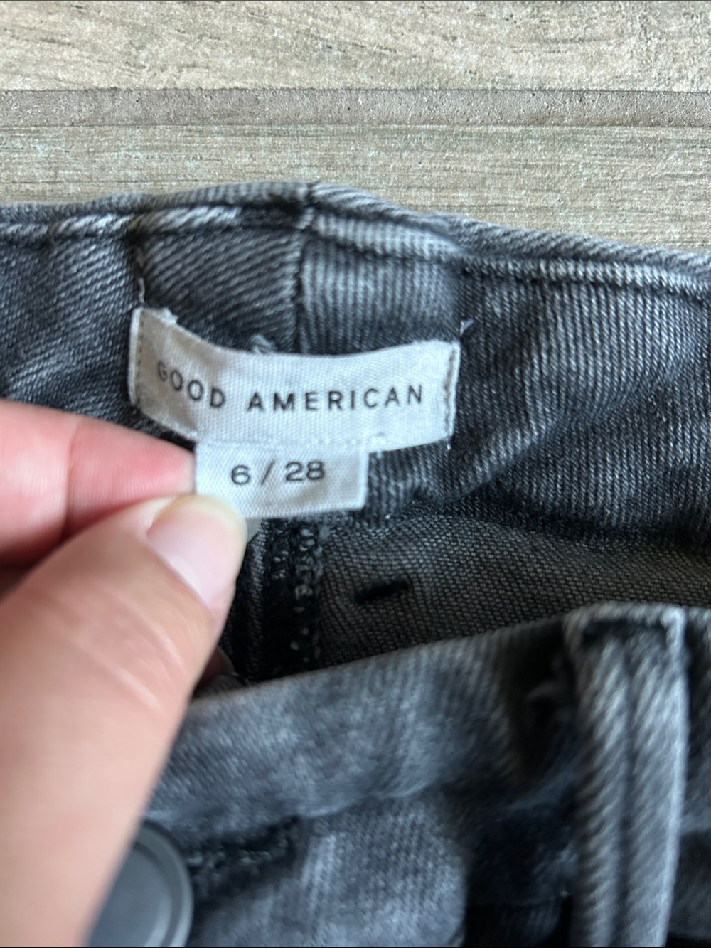 Good American Washed Black Straight-Leg Jeans with Button Fly - Picture 2 of 7